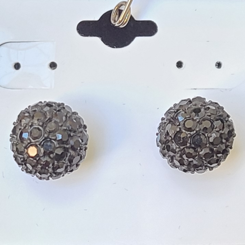 2 Sided Pearl & Black Rhinestone Earrings